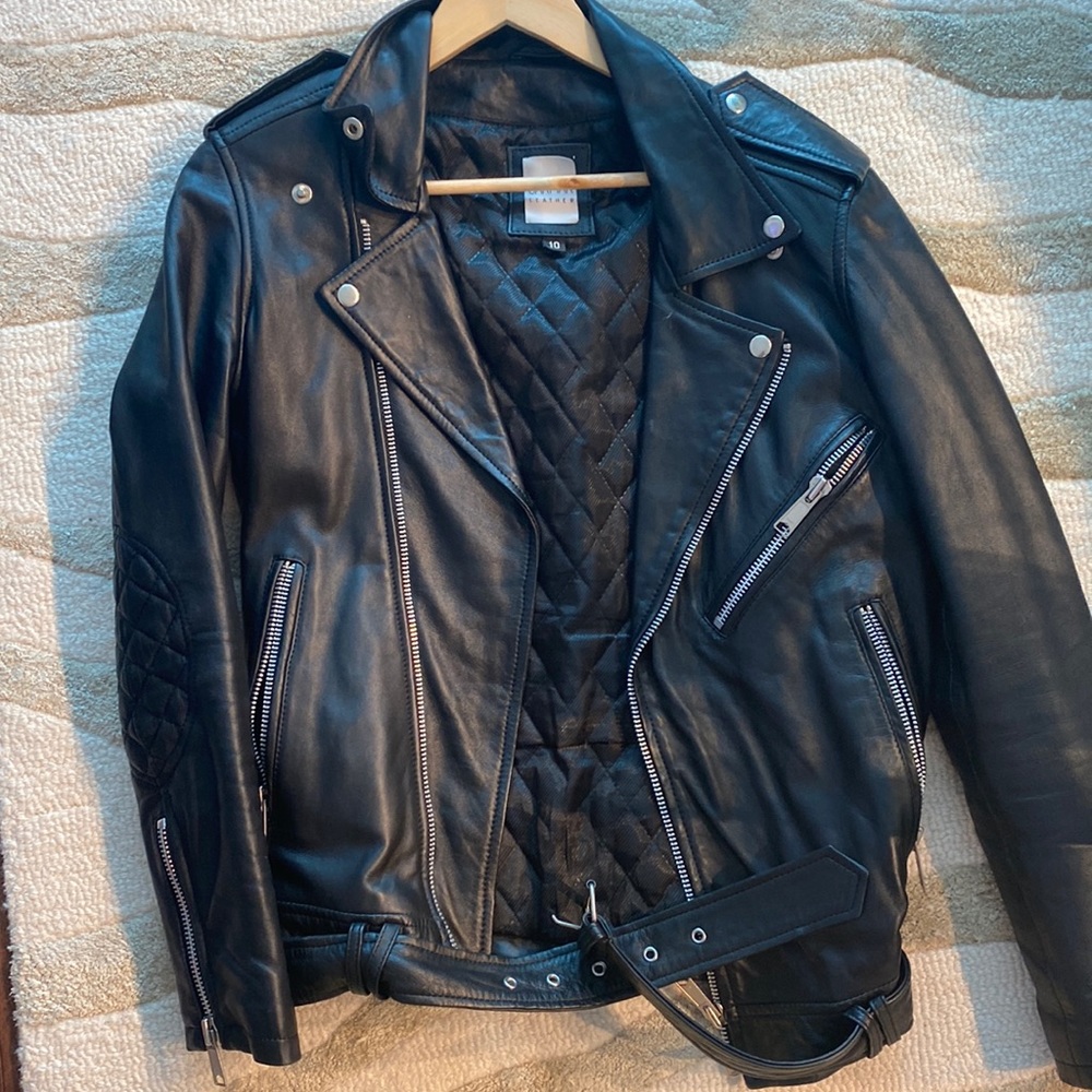 Carmar Black Leather Moto Jacket Size 10